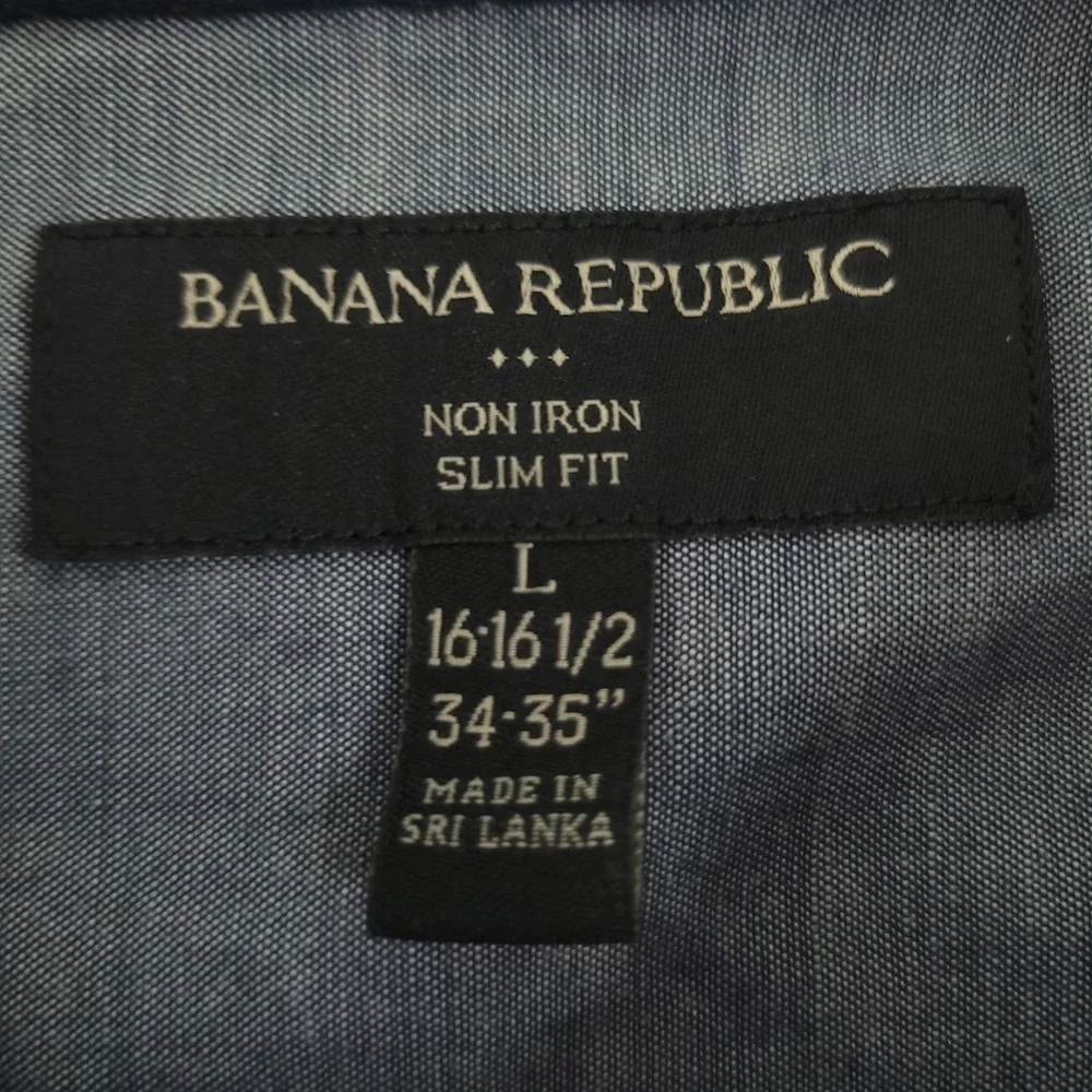 Banana Republic Dress Shirt Mens 16.5 34/35 Gray Slim Fit Long Sleeve Non Iron